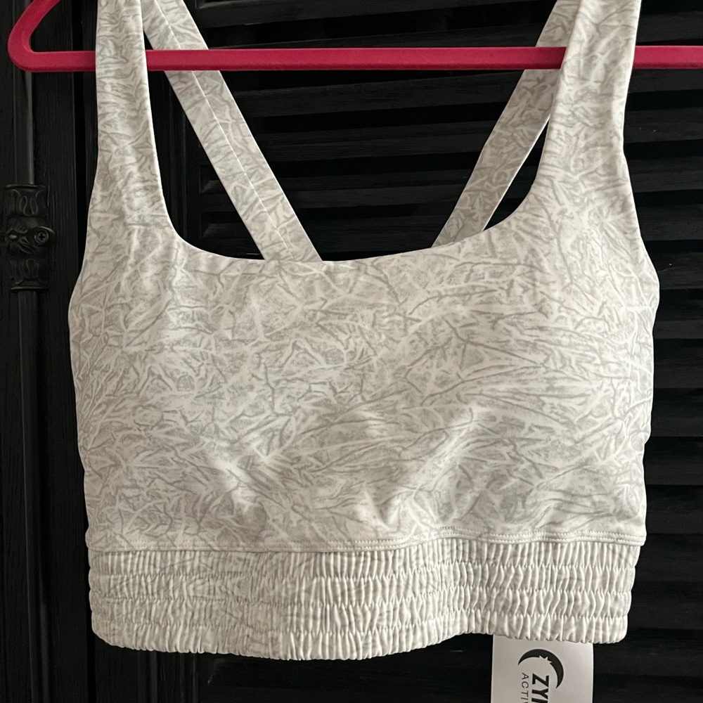 ZYIA Paisley Fog White Sports Bra